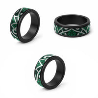 Aotearoa Maori Kowhaiwhai Spinner Ring Kakariki Puhoro and Patiki