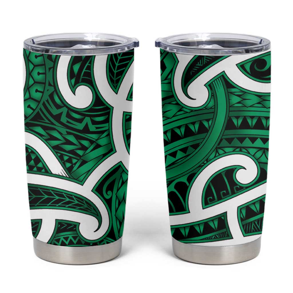 Aotearoa Maori Kowhaiwhai Tumbler Cup Kakariki Puhoro and Patiki