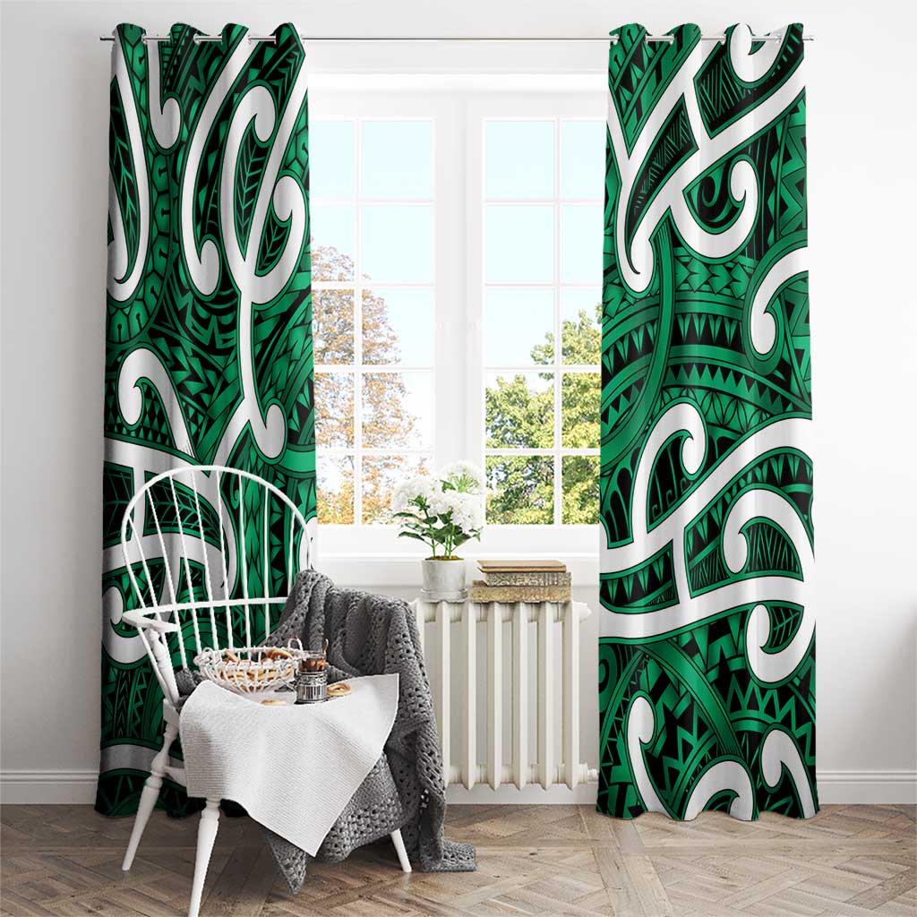 Aotearoa Maori Kowhaiwhai Window Curtain Kakariki Puhoro and Patiki LT9 - Polynesian Pride