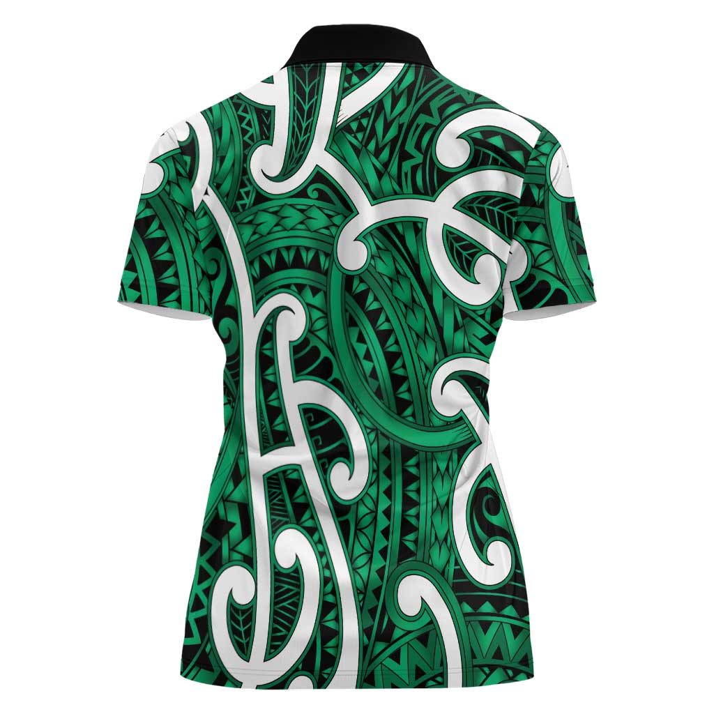 Aotearoa Maori Kowhaiwhai Women Polo Shirt Kakariki Puhoro and Patiki