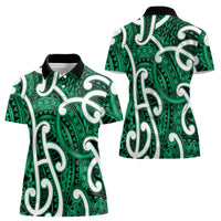Aotearoa Maori Kowhaiwhai Women Polo Shirt Kakariki Puhoro and Patiki