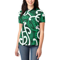 Aotearoa Maori Kowhaiwhai Women Polo Shirt Kakariki Puhoro and Patiki