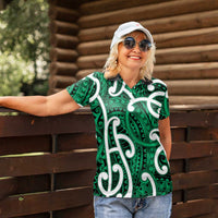 Aotearoa Maori Kowhaiwhai Women Polo Shirt Kakariki Puhoro and Patiki