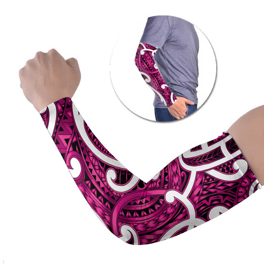 Aotearoa Maori Kowhaiwhai Arm Sleeves Mawhero Puhoro and Patiki LT9 Set of 2 Pink - Polynesian Pride