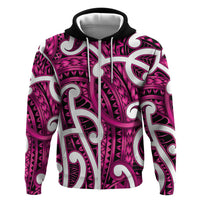 Aotearoa Maori Kowhaiwhai Hoodie Mawhero Puhoro and Patiki LT9 Zip Hoodie Pink - Polynesian Pride