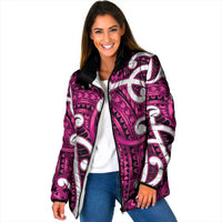Aotearoa Maori Kowhaiwhai Padded Jacket Mawhero Puhoro and Patiki LT9 Women Pink - Polynesian Pride