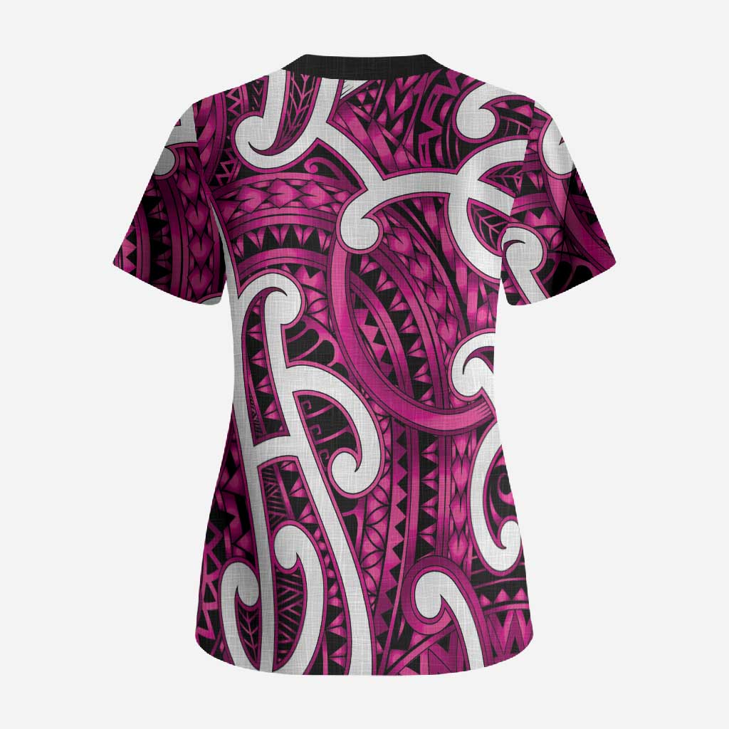Aotearoa Maori Kowhaiwhai Scrub Top Mawhero Puhoro and Patiki LT9 - Polynesian Pride