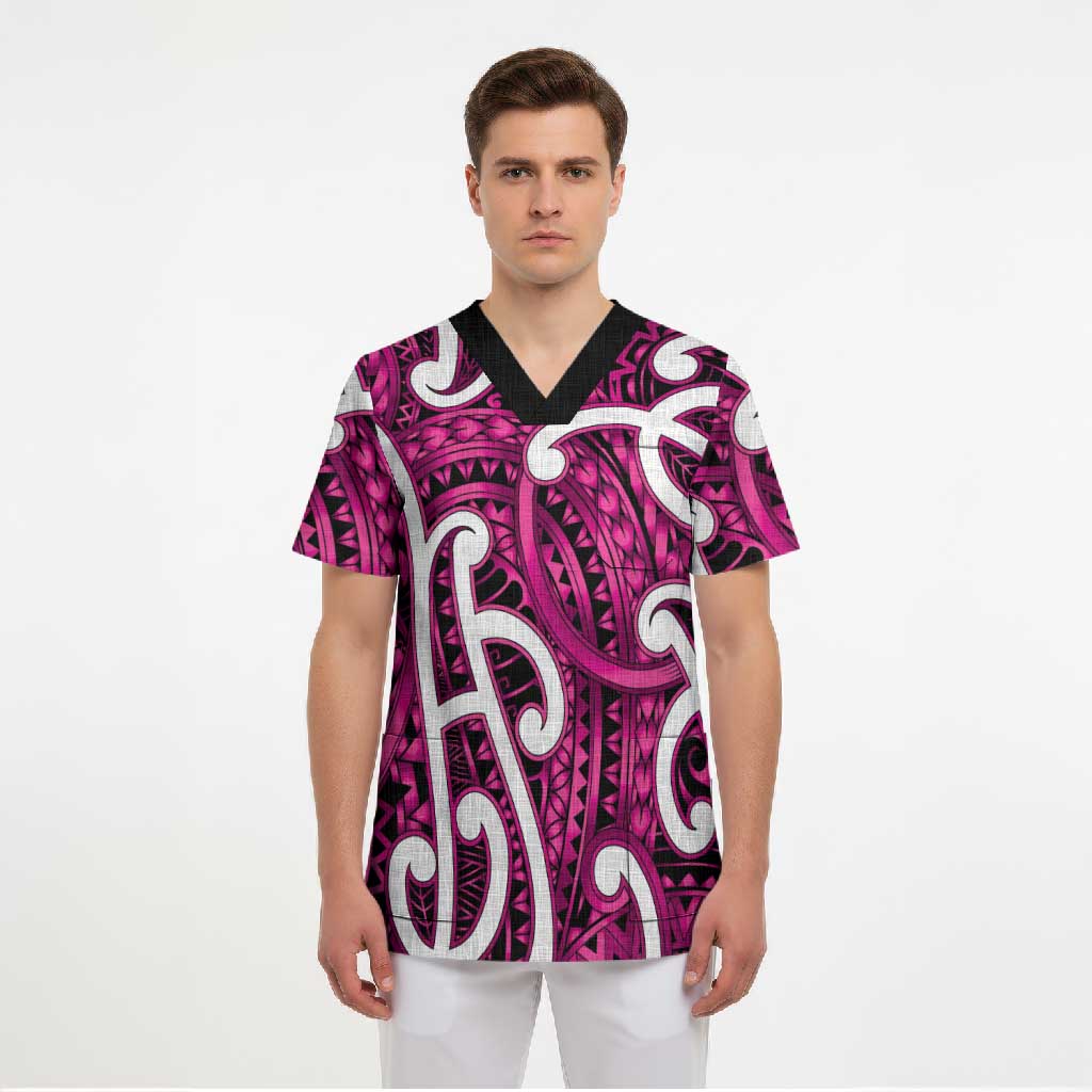Aotearoa Maori Kowhaiwhai Scrub Top Mawhero Puhoro and Patiki LT9 - Polynesian Pride