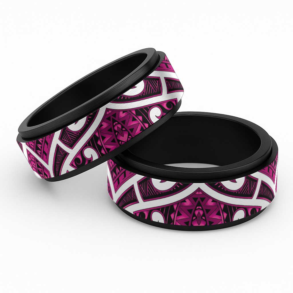 Aotearoa Maori Kowhaiwhai Spinner Ring Mawhero Puhoro and Patiki