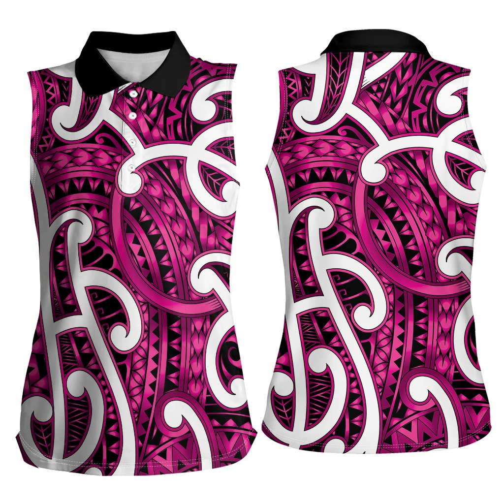 Aotearoa Maori Kowhaiwhai Women Sleeveless Polo Shirt Mawhero Puhoro and Patiki
