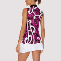 Aotearoa Maori Kowhaiwhai Women Sleeveless Polo Shirt Mawhero Puhoro and Patiki