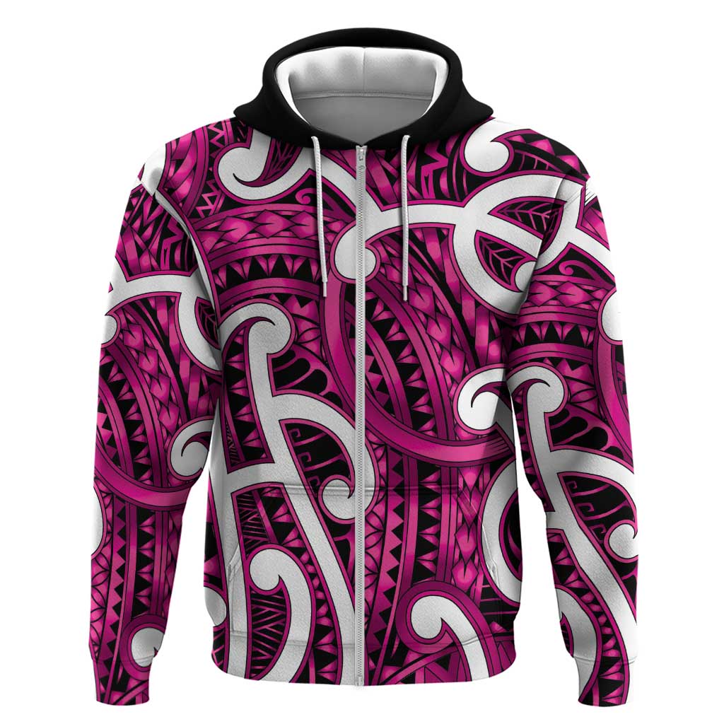 Aotearoa Maori Kowhaiwhai Zip Hoodie Mawhero Puhoro and Patiki