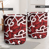 Aotearoa Maori Kowhaiwhai Laundry Basket Whero Puhoro and Patiki