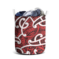 Aotearoa Maori Kowhaiwhai Laundry Basket Whero Puhoro and Patiki
