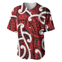 Aotearoa Maori Kowhaiwhai Baseball Jersey Whero Puhoro and Patiki LT9 Red - Polynesian Pride