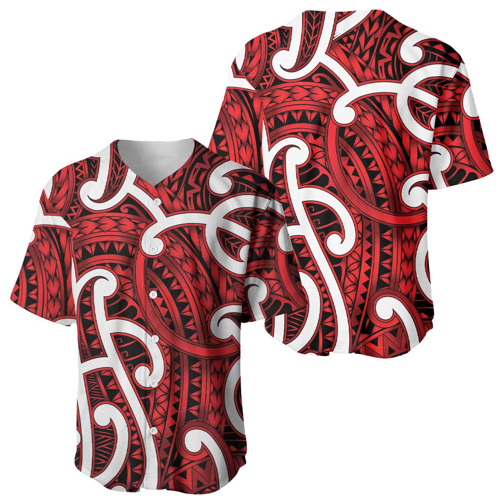 Aotearoa Maori Kowhaiwhai Baseball Jersey Whero Puhoro and Patiki LT9 - Polynesian Pride