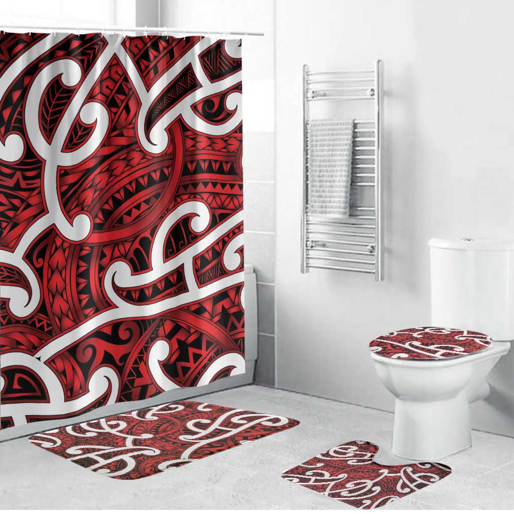 Aotearoa Maori Kowhaiwhai Bathroom Set Whero Puhoro and Patiki
