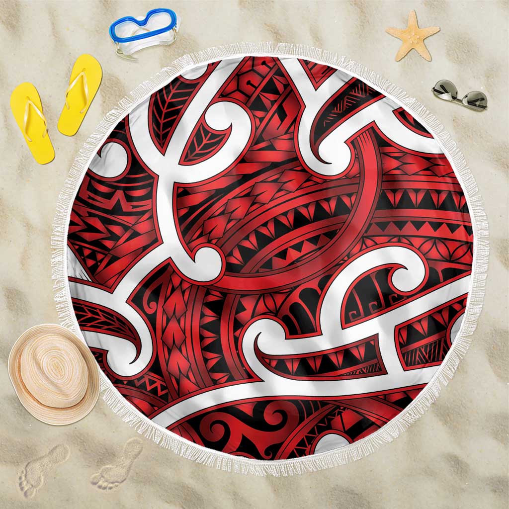 Aotearoa Maori Kowhaiwhai Beach Blanket Whero Puhoro and Patiki