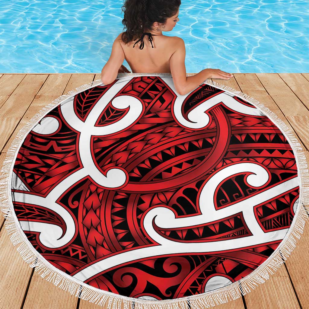 Aotearoa Maori Kowhaiwhai Beach Blanket Whero Puhoro and Patiki