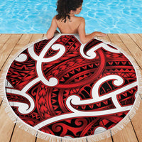 Aotearoa Maori Kowhaiwhai Beach Blanket Whero Puhoro and Patiki