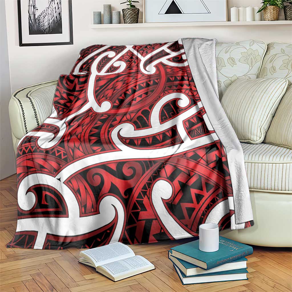 Aotearoa Maori Kowhaiwhai Blanket Whero Puhoro and Patiki