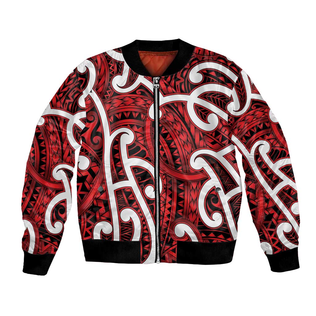 Aotearoa Maori Kowhaiwhai Bomber Jacket Whero Puhoro and Patiki