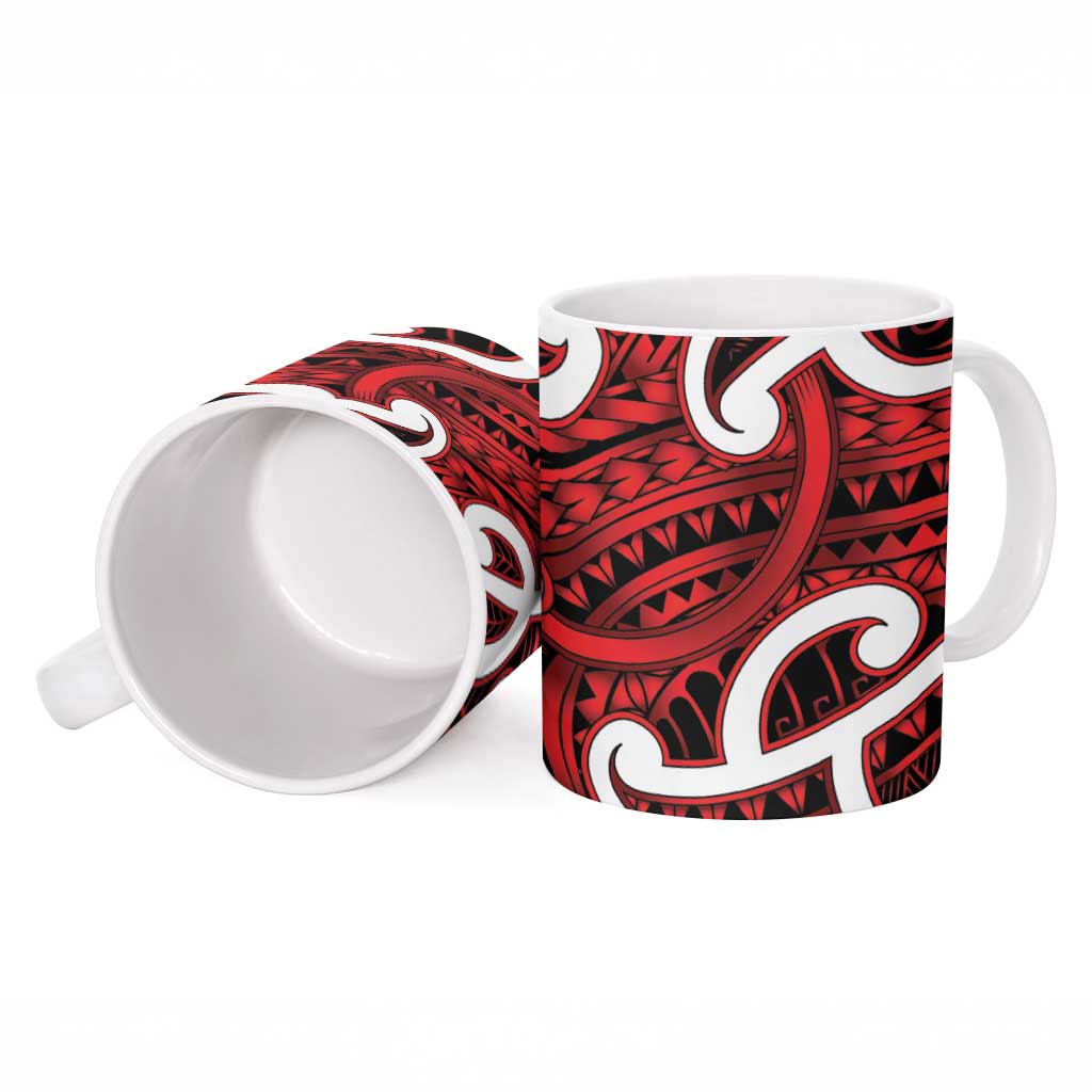 Aotearoa Maori Kowhaiwhai Ceramic Mug Whero Puhoro and Patiki