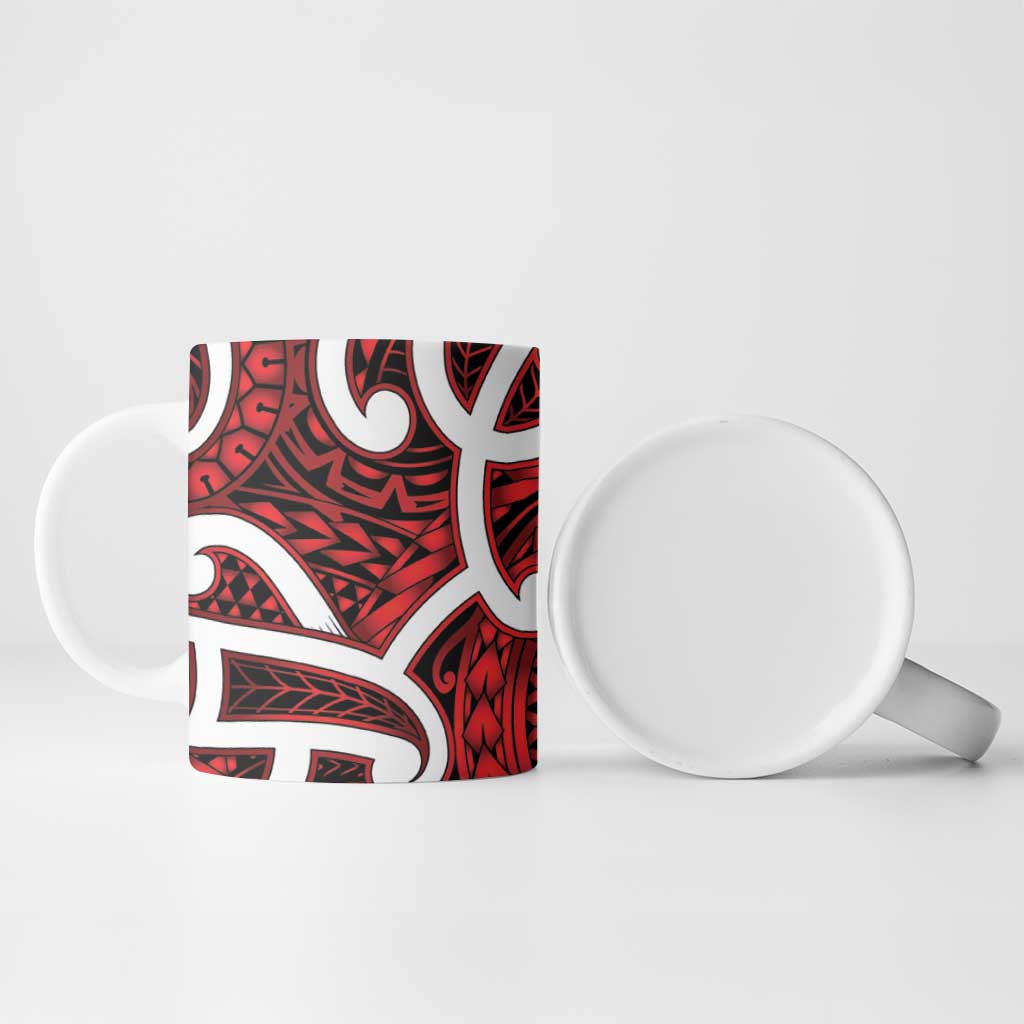 Aotearoa Maori Kowhaiwhai Ceramic Mug Whero Puhoro and Patiki