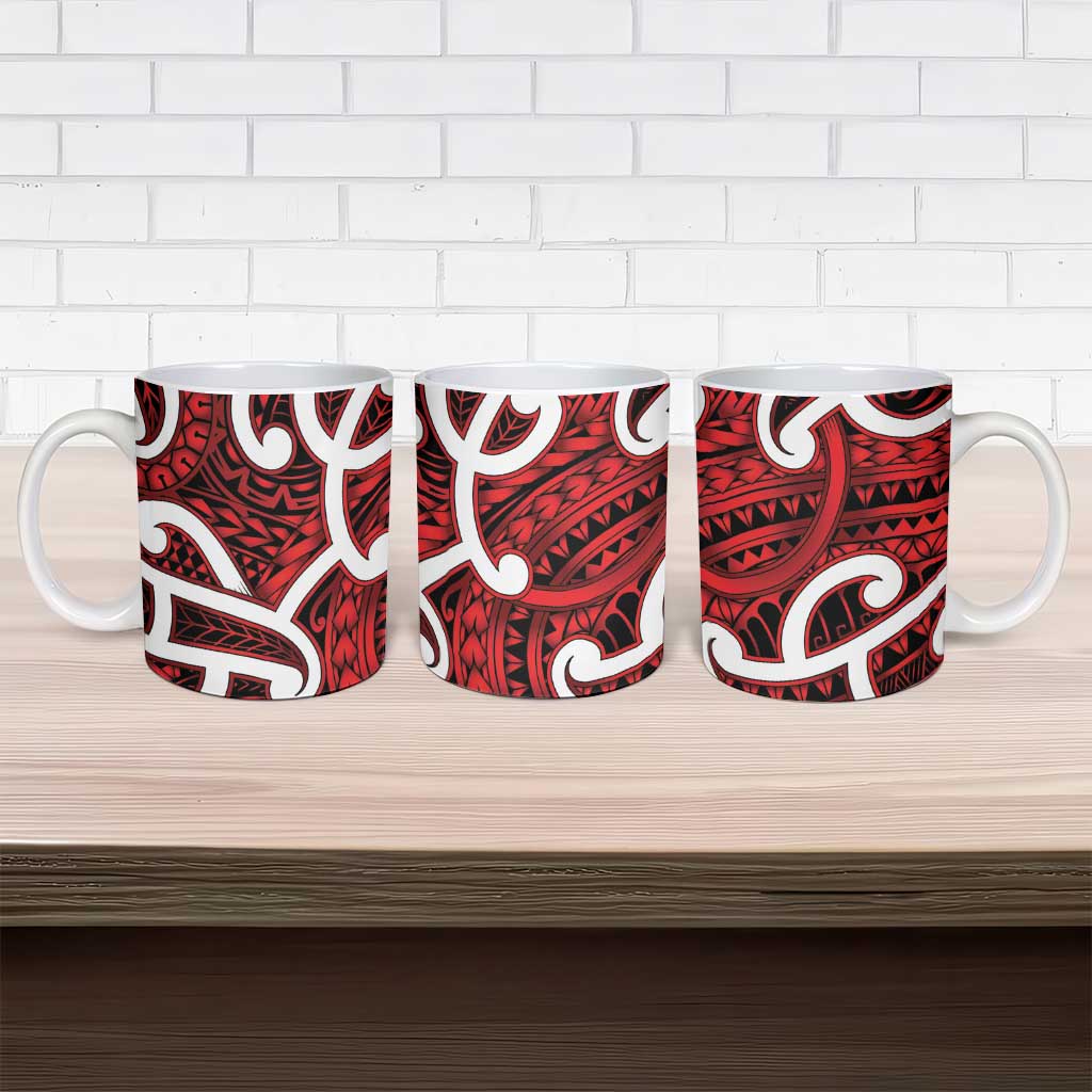 Aotearoa Maori Kowhaiwhai Ceramic Mug Whero Puhoro and Patiki