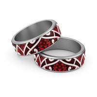 Aotearoa Maori Kowhaiwhai Classic Ring Whero Puhoro and Patiki