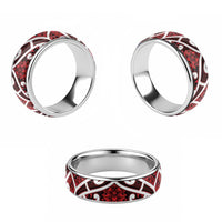 Aotearoa Maori Kowhaiwhai Classic Ring Whero Puhoro and Patiki