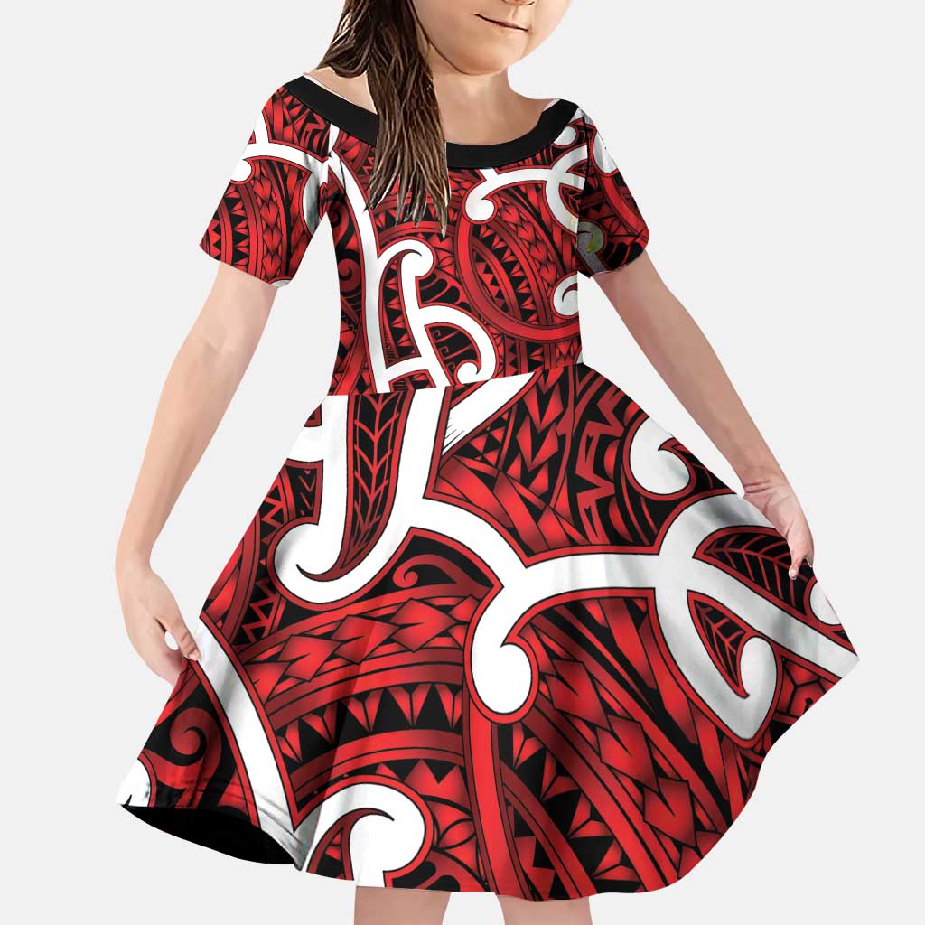 Aotearoa Maori Kowhaiwhai Family Matching Tank Maxi Dress and Hawaiian Shirt Whero Puhoro and Patiki