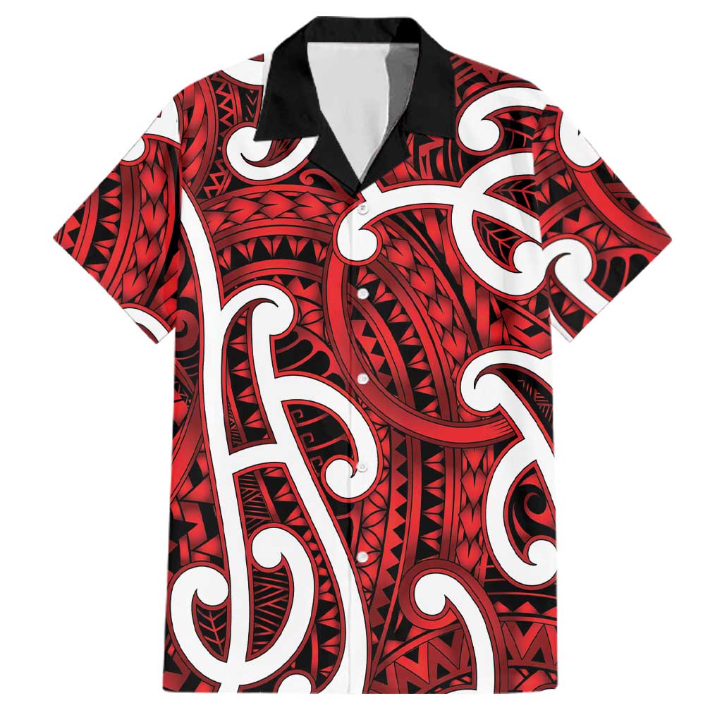 Aotearoa Maori Kowhaiwhai Family Matching Tank Maxi Dress and Hawaiian Shirt Whero Puhoro and Patiki