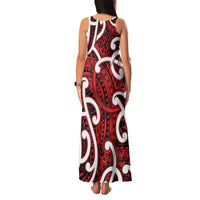 Aotearoa Maori Kowhaiwhai Family Matching Tank Maxi Dress and Hawaiian Shirt Whero Puhoro and Patiki