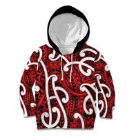 Aotearoa Maori Kowhaiwhai Kid Hoodie Whero Puhoro and Patiki