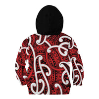 Aotearoa Maori Kowhaiwhai Kid Hoodie Whero Puhoro and Patiki