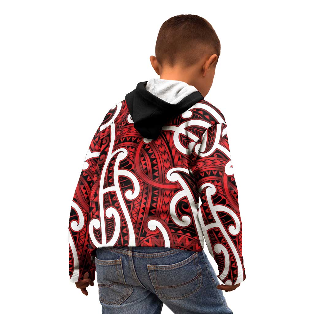 Aotearoa Maori Kowhaiwhai Kid Hoodie Whero Puhoro and Patiki