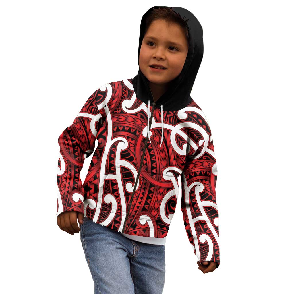 Aotearoa Maori Kowhaiwhai Kid Hoodie Whero Puhoro and Patiki