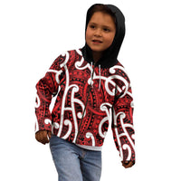 Aotearoa Maori Kowhaiwhai Kid Hoodie Whero Puhoro and Patiki