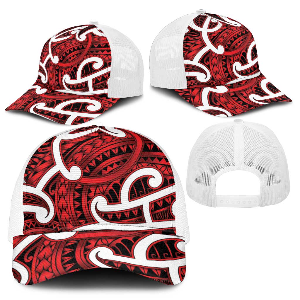 Aotearoa Maori Kowhaiwhai Mesh Trucker Cap Whero Puhoro and Patiki