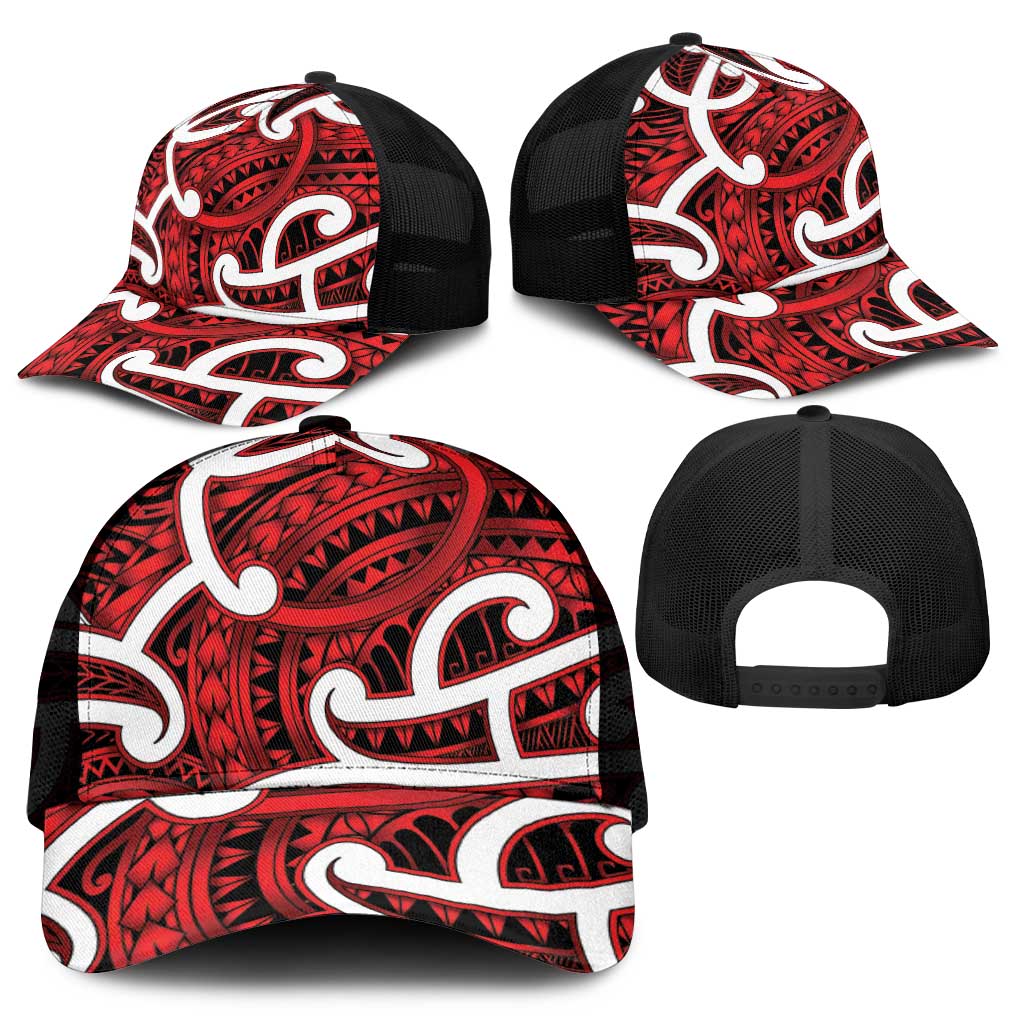 Aotearoa Maori Kowhaiwhai Mesh Trucker Cap Whero Puhoro and Patiki