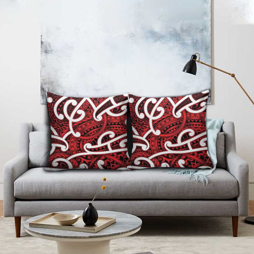 Aotearoa Maori Kowhaiwhai Pillow Cover Whero Puhoro and Patiki
