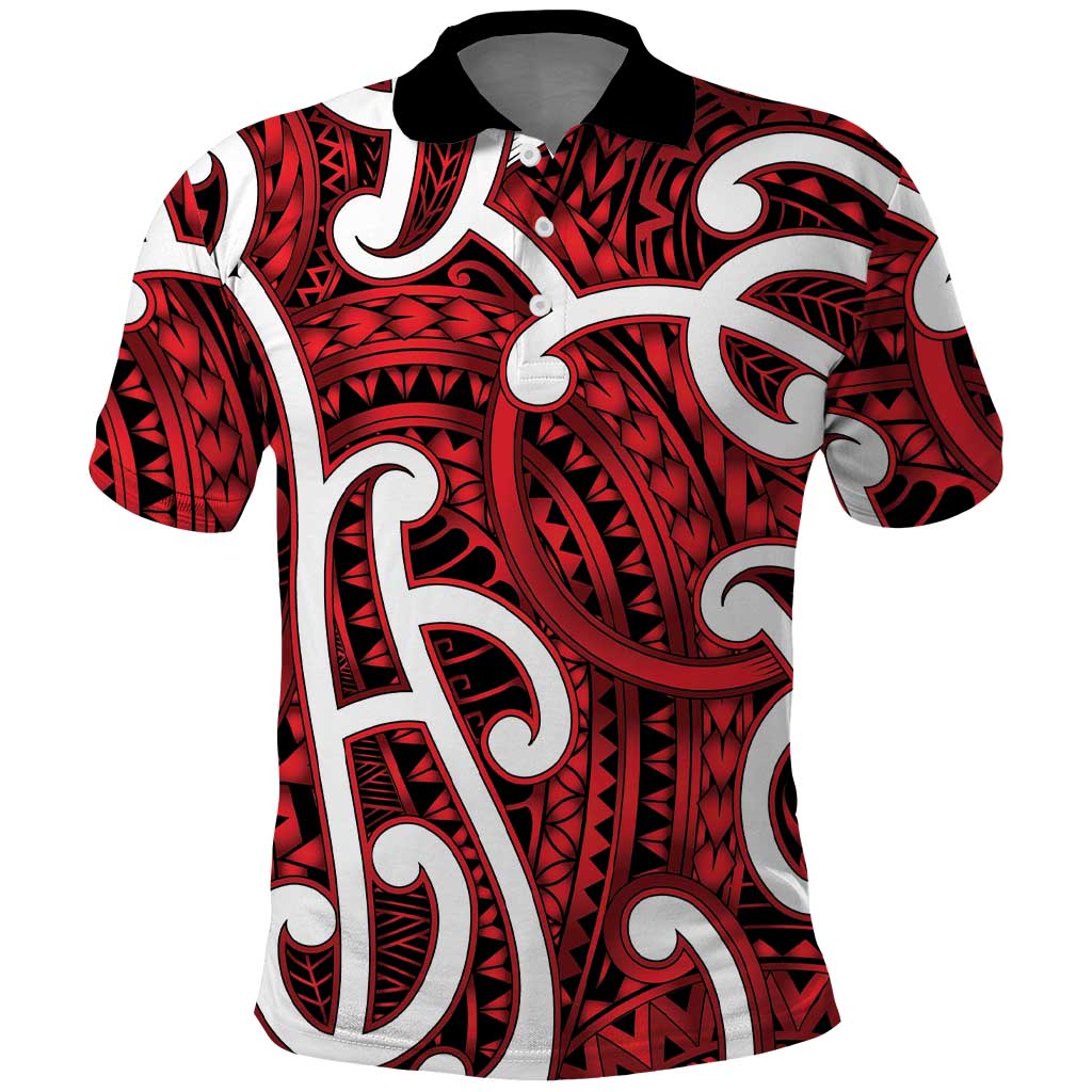 Aotearoa Maori Kowhaiwhai Polo Shirt Whero Puhoro and Patiki