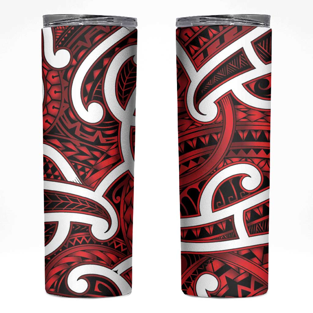 Aotearoa Maori Kowhaiwhai Skinny Tumbler Whero Puhoro and Patiki