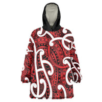Aotearoa Maori Kowhaiwhai Wearable Blanket Hoodie Whero Puhoro and Patiki