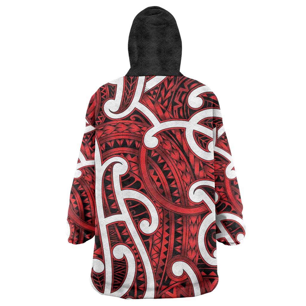 Aotearoa Maori Kowhaiwhai Wearable Blanket Hoodie Whero Puhoro and Patiki