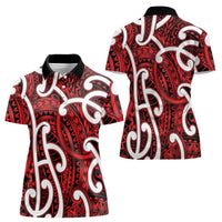 Aotearoa Maori Kowhaiwhai Women Polo Shirt Whero Puhoro and Patiki