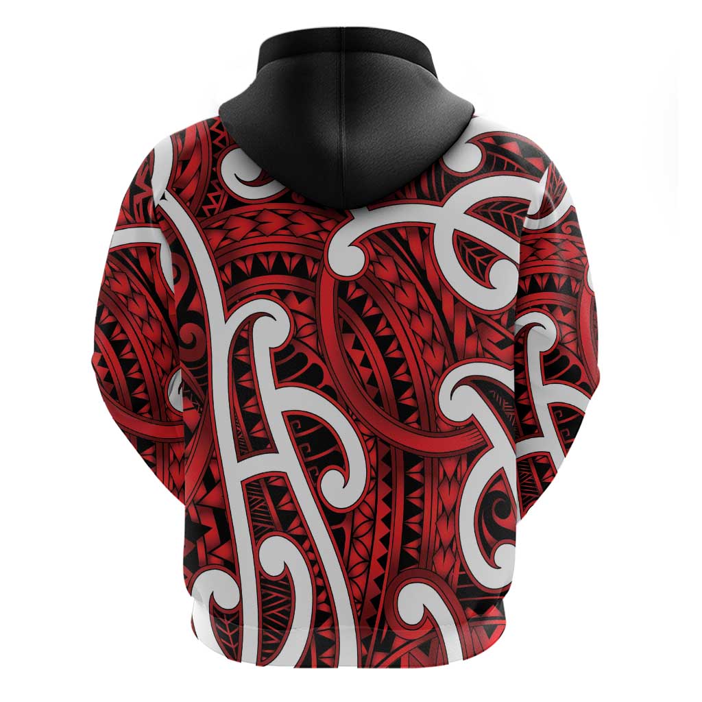 Aotearoa Maori Kowhaiwhai Zip Hoodie Whero Puhoro and Patiki LT9 - Polynesian Pride