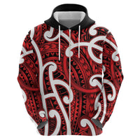 Aotearoa Maori Kowhaiwhai Zip Hoodie Whero Puhoro and Patiki LT9 - Polynesian Pride