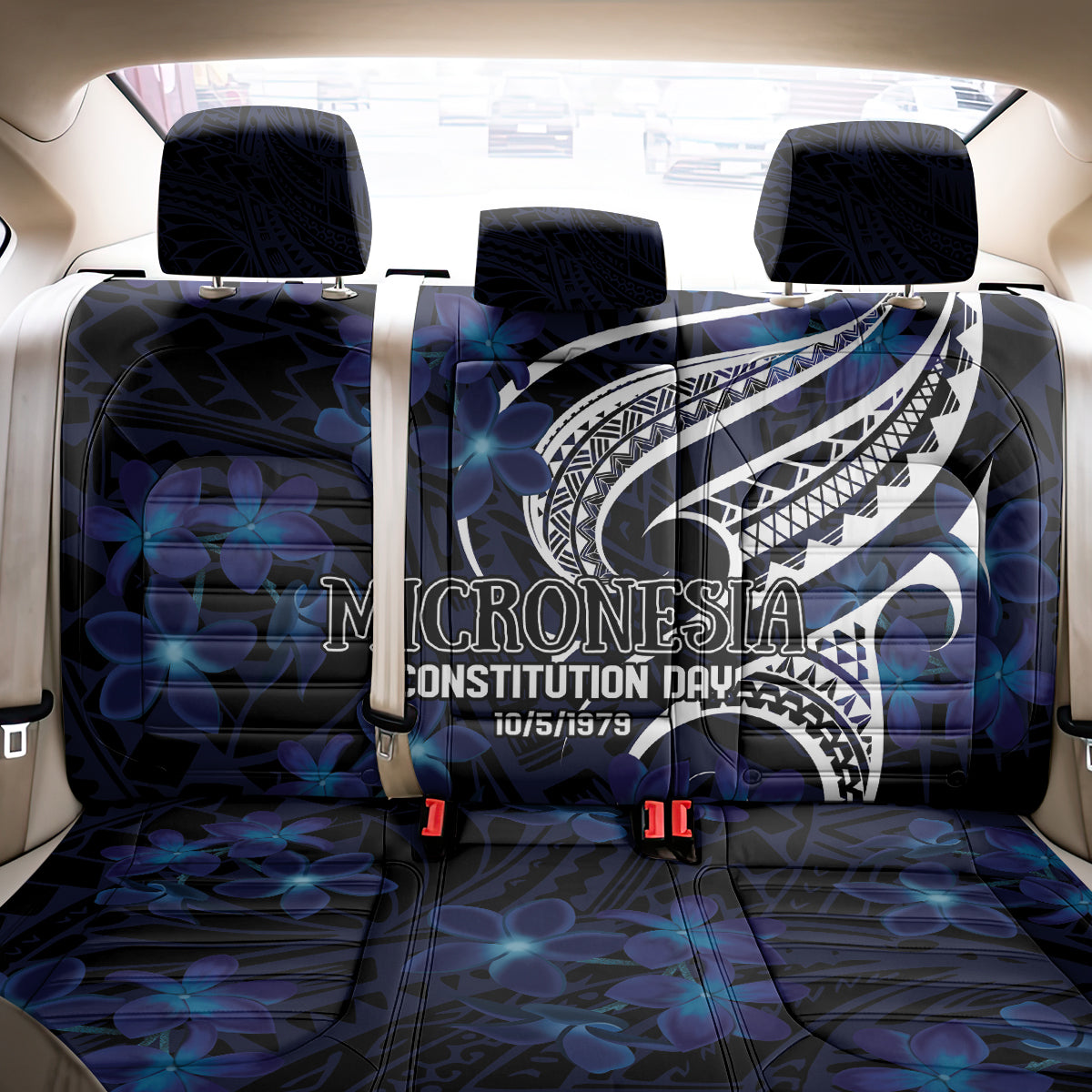 Micronesia Constitution Day Back Car Seat Cover Since 1979 with Polynesian Hibiscus Pattern LT9 - Polynesian Pride